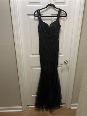 Black Beaded Mermaid Prom Dress with Sweetheart Neckline 6